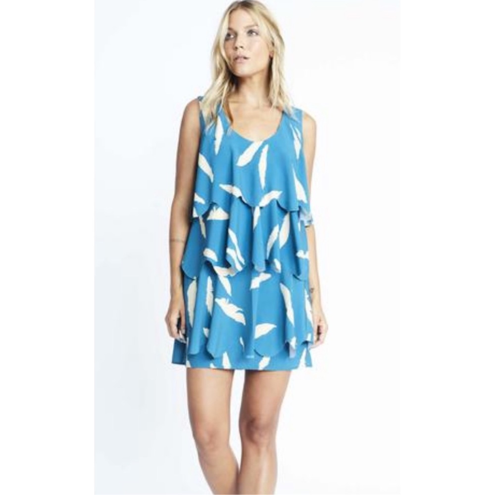 Karen Zambos Scallop Dress Teal Size Large